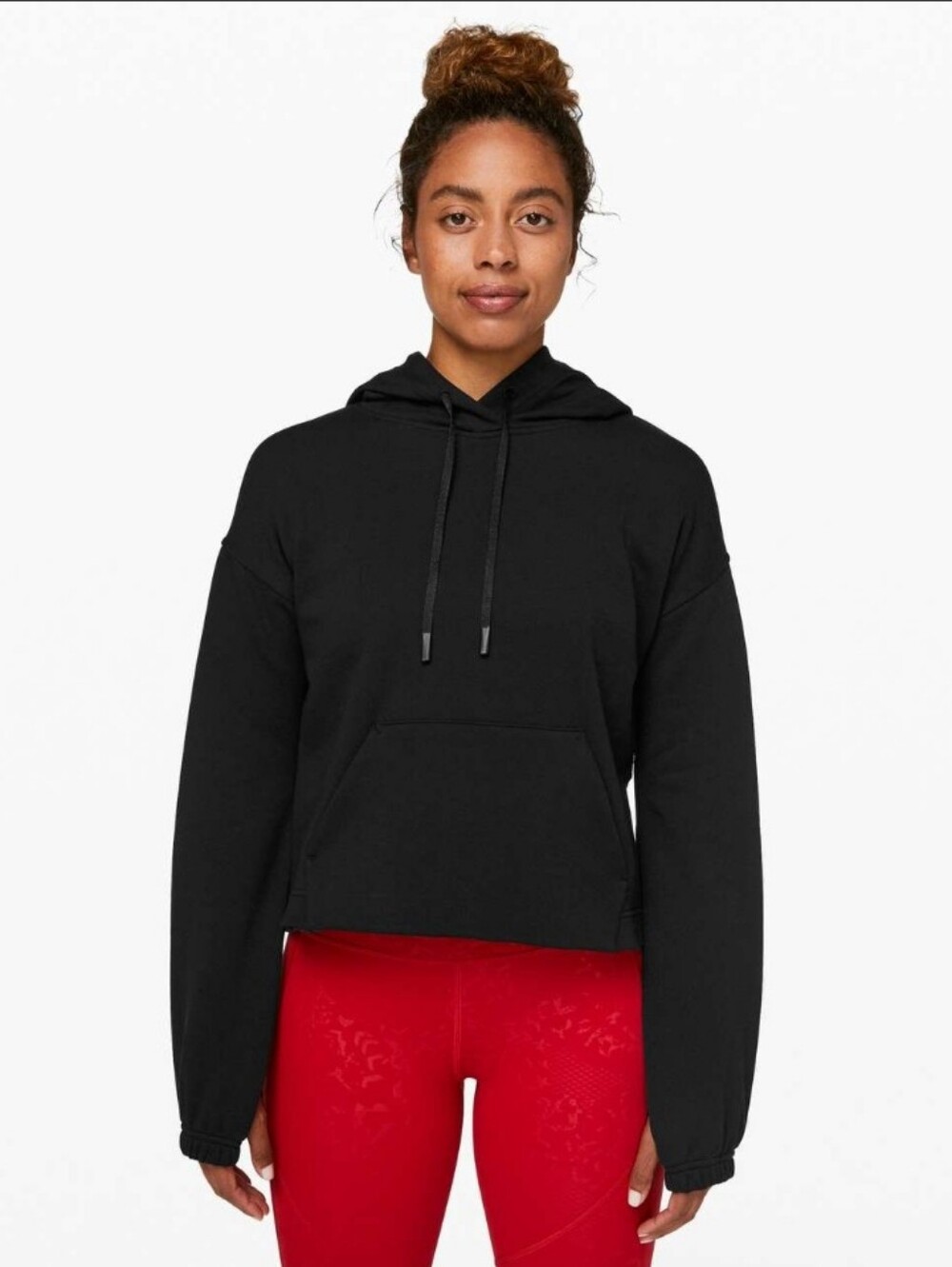 lululemon Stronger As One Cropped Black Hooded Pullover Sweatshirt